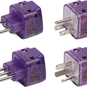 NEW! 4 Pieces AMERICA TRAVEL ADAPTER Pack for SOUTH and N. AMERICA; ARGENTINA CHILE PERU BOLIVIA URUGUAY COSTA RICA COLOMBIA USA MEXICO CANADA / WITH DUAL PLUG-IN PORTS AND BUILT-IN SURGE PROTECTORS